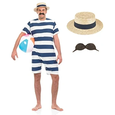 Afbeelding van Fun Shack Retro badpak voor heren, vintage jaren 20, herenkostuum, herenkostuum carnavalskostuum maat M