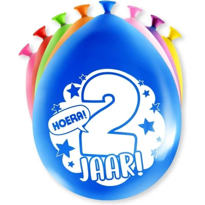 Afbeelding van Ballonnen 2 jaar party 30cm 8 stuks