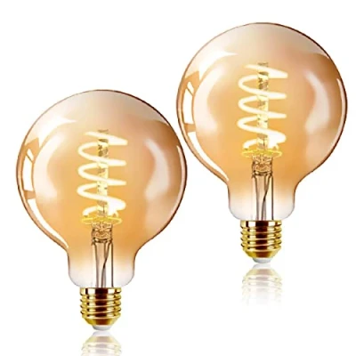 Afbeelding van EXTRASTAR Set van 2 Edison ledlampen in retrostijl, G125SP 6 W, E27, warm wit, 2200 K, stuks