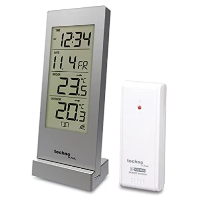 Afbeelding van Technoline WS9767 Populair weerstation in zilver met buitentemperatuur, binnentemperatuur en nauwkeurige tijd