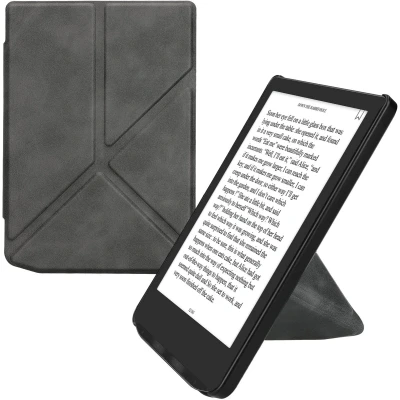 Afbeelding van kwmobile E reader hoesje geschikt voor Pocketbook Verse / Pro Color Vivlio Light HD hoes Ereader flip case met standaard cover van kunstleer In antraciet