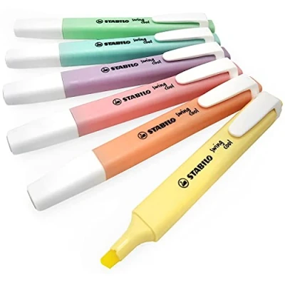 Afbeelding van STABILO Swing Cool pastelmarkeerstiften, 1 4 mm, verschillende kleuren, 6 stuks