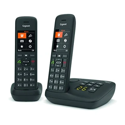 Afbeelding van Gigaset C575A Duo Draadloze vaste telefoon met geïntegreerd antwoordapparaat tot 30 minuten opname, groot display achtergrondverlichting, handsfree functies en oproepblokkering, 2 handsets Zwart