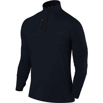 Afbeelding van TCA Fusion Pro QuickDry hardloopshirt met lange mouwen voor heren ritssluiting tot halverwege de borst, Donkerblauw