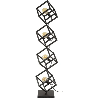 Afbeelding van Giga Meubel Vloerlamp Metaal Zwart 4 Lichts 35x35x150cm Kubus