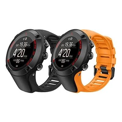 Afbeelding van MoKo Set van 2 banden compatibel met Suunto Ambit 1/2/2S/2R/3/3 Sport/3 Run/3 Peak, reservearmband siliconen, zwart + oranje