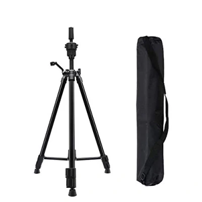 Afbeelding van Mannequin Hoofd Stand, DanseeMeibr Plus Antislip Verstelbaar(24 64Inch) Pruik Stand Aluminium Statief voor kappershoofd met Draagtas