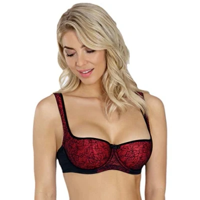 Afbeelding van ROSME Lingerie Balconette bh voor dames met gevoerde bandjes, Collectie&quot;Grand&quot;, Rood, 90D