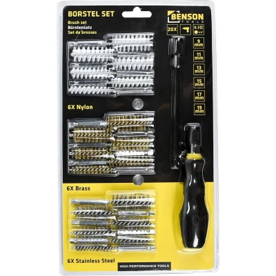 Afbeelding van Hofftech Borstelset Rager Nylon Staal Messing 18 delig