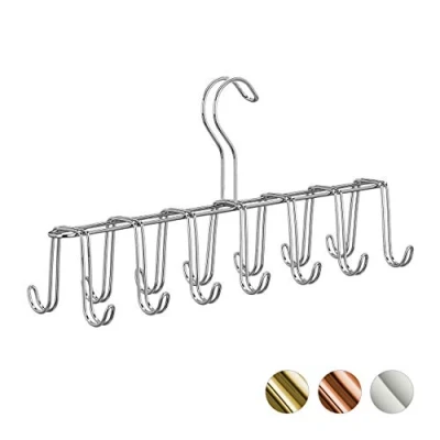 Afbeelding van Relaxdays riemhanger metaal stropdas hanger riemen ruimtebesparend ophangen 14 haken zilver