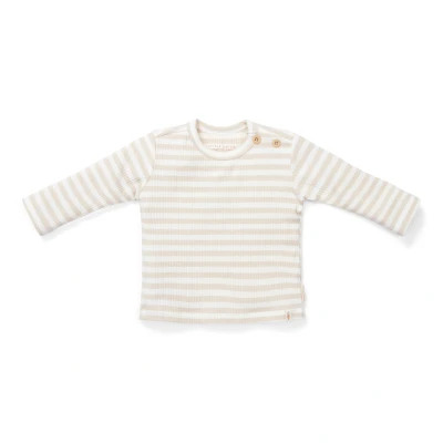 Afbeelding van Little Dutch Shirt Longsleeve LDFEC24 Stripe Sand White Maat 50