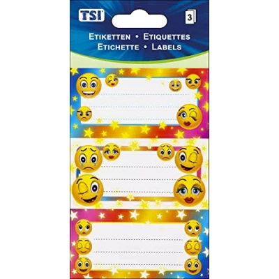 Afbeelding van TSI Multifunctionele etiketten &quot;SMILEY&quot;, gedrukt op papier, inhoud: 3 vellen met elk (= 9 etiketten), art. Nr. 55395