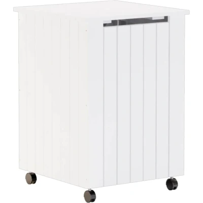 Afbeelding van Wasmand met wielen RANA 45x45x64 cm massief grenenhout wit
