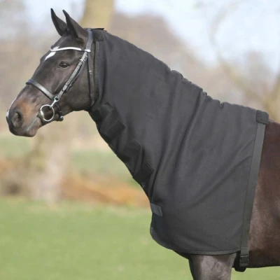 Afbeelding van Qhp Losse fleece hals zwart S Regendeken Halsstuk paard