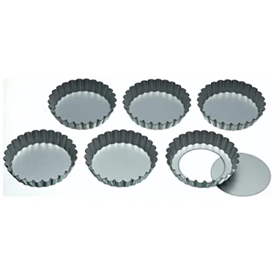 Image de Kitchen craft lot de 6 mini moules à tarte/flan base amovible 10 cm