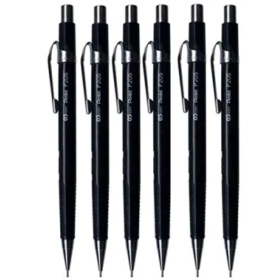 Afbeelding van Pentel P205 A Automatische mechanische potloden, navulbaar, 0,5 mm, zwart, 6 stuks