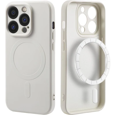 Afbeelding van iMoshion Hoesje Geschikt voor iPhone 14 Pro Siliconen Color Backcover MagSafe Beige