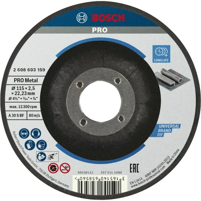 Afbeelding van Bosch Accessories 2608603159 Doorslijpschijf gebogen 115 mm 1 stuk(s) Staal