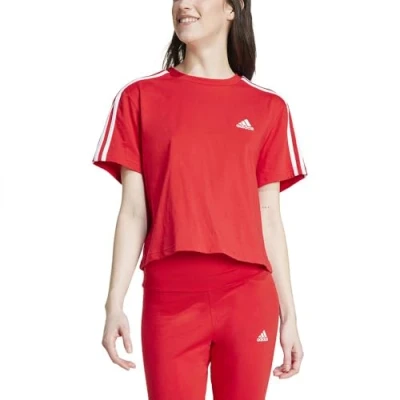 Afbeelding van adidas Sportswear Essentials 3 Stripes Single Cropped Tshirt print, Dames, Maat: XS, Better scarlet