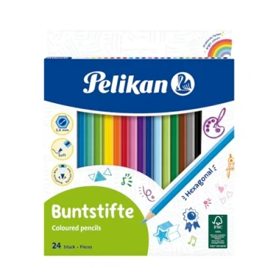 Afbeelding van Pelikan kleurpotloden, etui met 24 stuks in geassorteerde kleuren