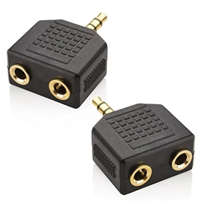 Afbeelding van Y splitter voor hoofdtelefoon 3,5 mm (2 stuks) 1 x stekker naar 2 vrouwelijke audio aansluiting ideaal alle mediaspelers en audioapparaten met per Mobi Lock