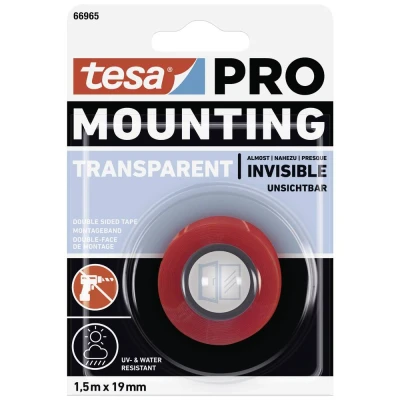 Afbeelding van tesa Mounting PRO Transparent 66965 00000 00 Montagetape Transparant (l x b) 1.5 m 19 mm 1 stuk(s)