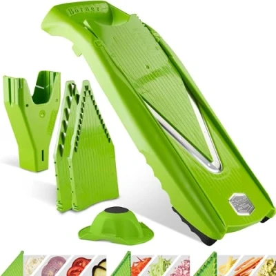 Afbeelding van Börner V5 PowerLine Starter mandoline slicer groentesnijder: Groente snijden, schijfjes, blokjes, vijfdelige set, groen