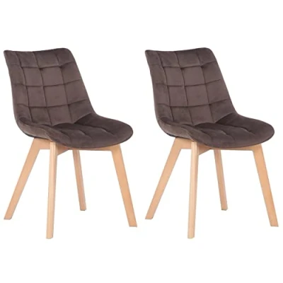 Afbeelding van CLP Passaic Set van 2 Eetkamerstoelen Fluweel bruin