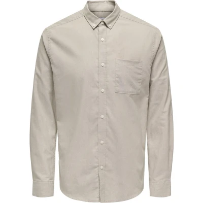 Afbeelding van Only &amp; Sons Onsalvaro SLIM Oxford Overhemd, Heren, Maat: XXL, Chinchilla