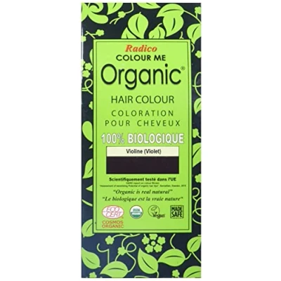 Afbeelding van Radico COLOUR ME ORGANIC Violet 100% Natuurlijke BIO 9 Kruiden Henna Haarverf Zonder Ammoniak PPD PTD met ECOCERT, HALAL, VEGAN 100g