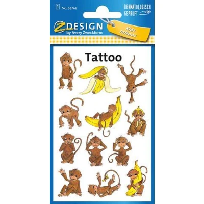 Afbeelding van Tattoo etiket Z design Kids pakje a 1 vel apen