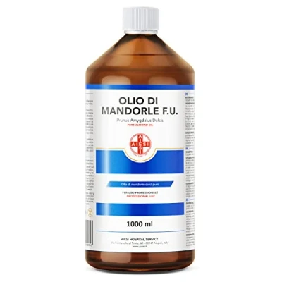 Image de AIESI® Huile d&#039;Amande Douce Ph.Eur. 100% pur pressé à froid (Flacon de 1 litre), Pour usage pharmaceutique, alimentaire, cosmétique et dermatologique, Made in Italy
