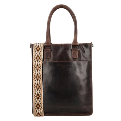 Afbeelding van Hide &amp; Stitches Next Navajo Shopper Donkerbruin 100% Leer