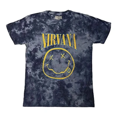 Afbeelding van Nirvana Happy Face Blue Stroke Heren T shirt XL Blauw