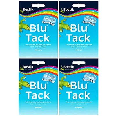 Afbeelding van BLU TACK 4 verpakkingen herbruikbare zelfklevende punten blauw zelfklevend voor thuis, school, kantoor