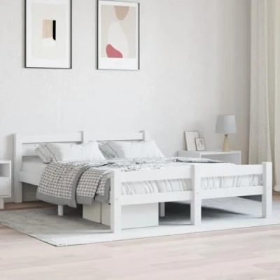 Afbeelding van vidaXL Bedframe zonder matras, wit, massief grenenhout, 120 x 200 cm