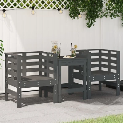 Afbeelding van Tuinstoelen 2 st 61,5x53x71 cm massief grenenhout grijs