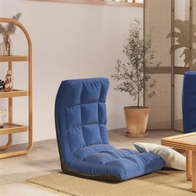 Afbeelding van vidaXL Vloerstoel inklapbaar stof blauw