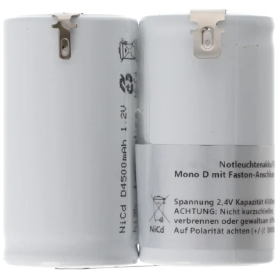 Afbeelding van Noodverlichting batterij NiCd 2.4V 4500mAh F1x2 Mono D met Faston aansluiting