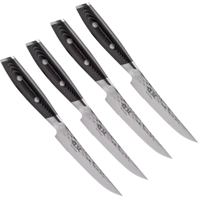 Afbeelding van Yaxell Japans Serie Tsuchimon Steakmessen Set 4 Delig VG10 Staal 61 HRC 3 Lagen Damast...