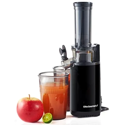 Afbeelding van Elite Gourmet EJX600 Compacte kauwsapcentrifuge, koudgeperst, rijk aan voedingsstoffen en vitaminen, gemakkelijk te reinigen, 400 ml sapbeker, antraciet