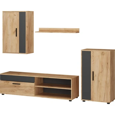 Afbeelding van Vicco Wandmeubel Berno, Krachtige eik goud/Antraciet, Set van 4