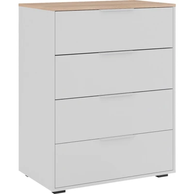 Afbeelding van Vicco Betti Commode Wit/Sonoma 80 x 101,9 cm met 4 laden