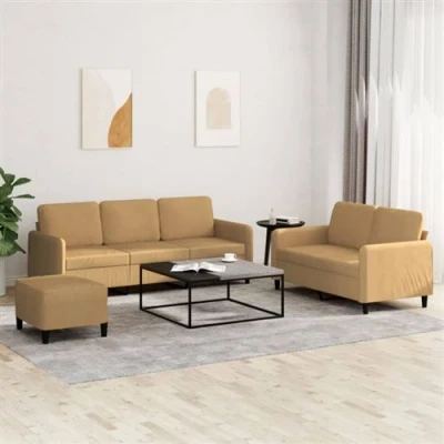 Afbeelding van vidaXL 3 delige Loungeset fluweel bruin