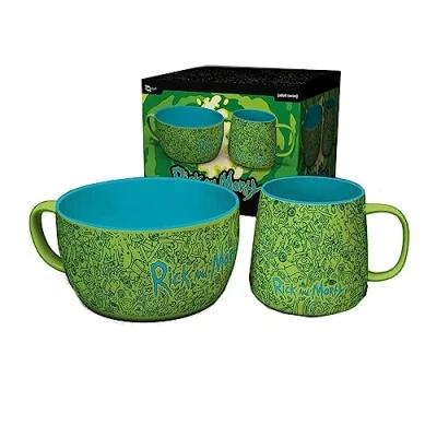 Afbeelding van RICK &amp; MORTY Pattern Breakfast Set Bowl 850ml mug 380ml