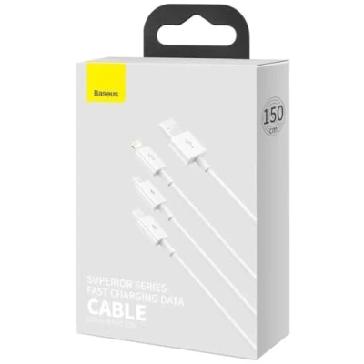 Image de Câbles BASEUS CAMLTYS usb to M + L C 3.5A 1.5M blanc