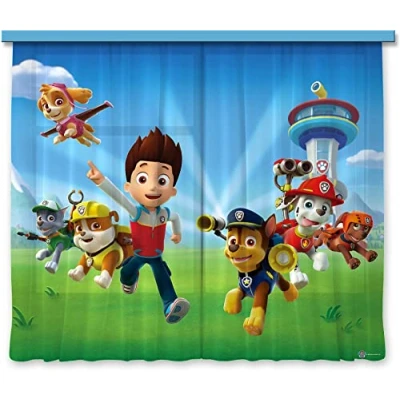 Image de Rideaux Pat&#039;Patrouille modèle Ryder part à l&#039;aventure avec ses amis 2 pièces 90 cm x 160