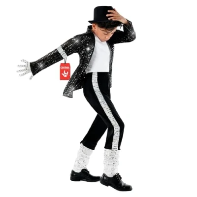 Afbeelding van Morph Zangerkostuum, Pop Star kostuum voor kinderen, discokostuum jongens, Superstar jaren 80 Halloween carnavalskostuum S