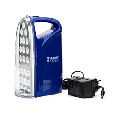 Afbeelding van Draagbare noodlamp: 21LED anti stroomuitval lamp. Oplaadbaar. 250 lumen. Met oplader. Ideaal voor stormen, onweer, sneeuwval