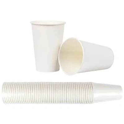 Afbeelding van HEKU 30903: 50 witte papieren bekers 0,2 liter blanco vezel met coating.